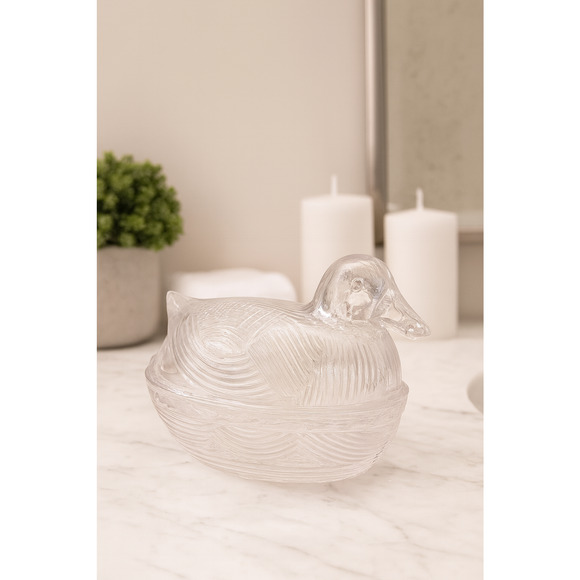 MSRP $40 NEW Martha Stewart Glass Basket Weave Duck Nesting Dish SAME DAY SHIP - Picture 1 of 4